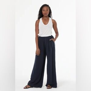 YFB Navy Wide Leg Cotton Pants with Pleats Size M